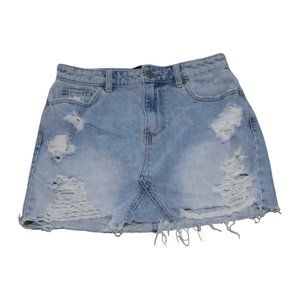 Hollister Womens Blue‎ Denim Distressed Frayed High-Rise Jean Skirt Size 5